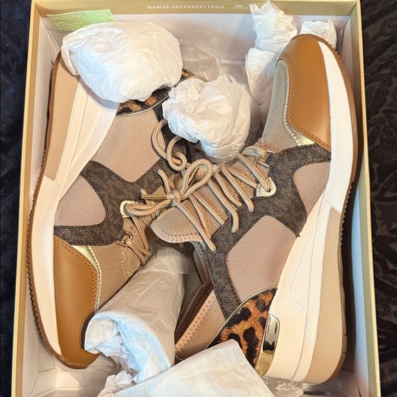 Michael Kors Women's Sneakers in Tan, Gold, and Black - Picture 1 of 4